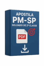 Imagem da capa da apostila digital PM-SP 2026 para Soldado de 2ª Classe, com conteúdo atualizado e simulados gabaritados