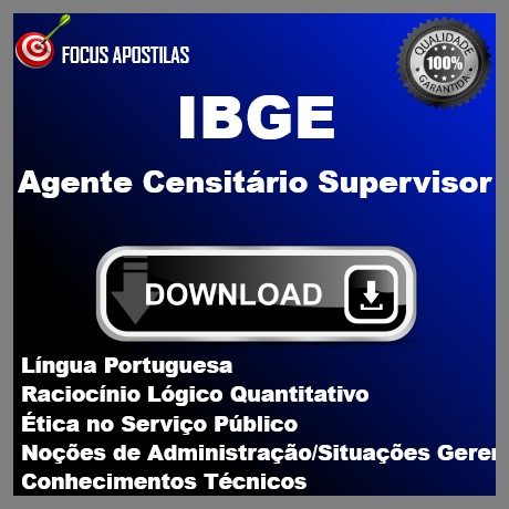 apostila ibge Agente Censitário Supervisor pdf download concurso 2024