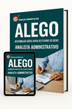 Capa da Apostila ALEGO Analista Administrativo 2026 em PDF, conteúdo atualizado conforme edital FGV e download imediato