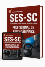 Capa da Apostila Profissional de Educação Física SES SC 2026 em PDF, elaborada conforme o edital AOCP.