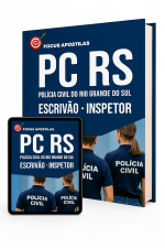 Capa da Apostila PC RS 2026 para Escrivão e Inspetor, tema azul, conteúdo atualizado conforme edital e download imediato – Focus Apostilas