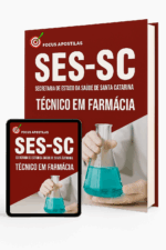 Capa da Apostila Técnico em Farmácia SES SC 2026 do Instituto AOCP – material completo e atualizado da Focus Apostilas em PDF para download imediato.