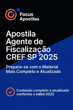 Imagem da capa da Apostila CREF SP 2026 para o cargo de Agente de Fiscalização, material em PDF atualizado conforme edital da VUNESP.