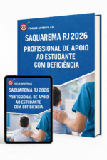 Capa da Apostila Concurso Saquarema RJ 2026 para o cargo de Profissional de Apoio ao Estudante com Deficiência, com design limpo e profissional